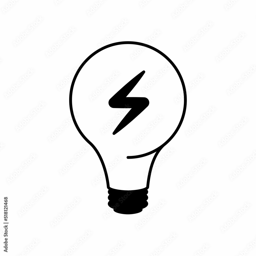 Light bulb with hazard warning sign inside. Symbol of the emergence of ideas. Cartoon graphics. Element for lighting. Light bulb with hazard warning sign inside. Symbol of the emergence of ideas. Cartoon graphics. Element for lighting.
