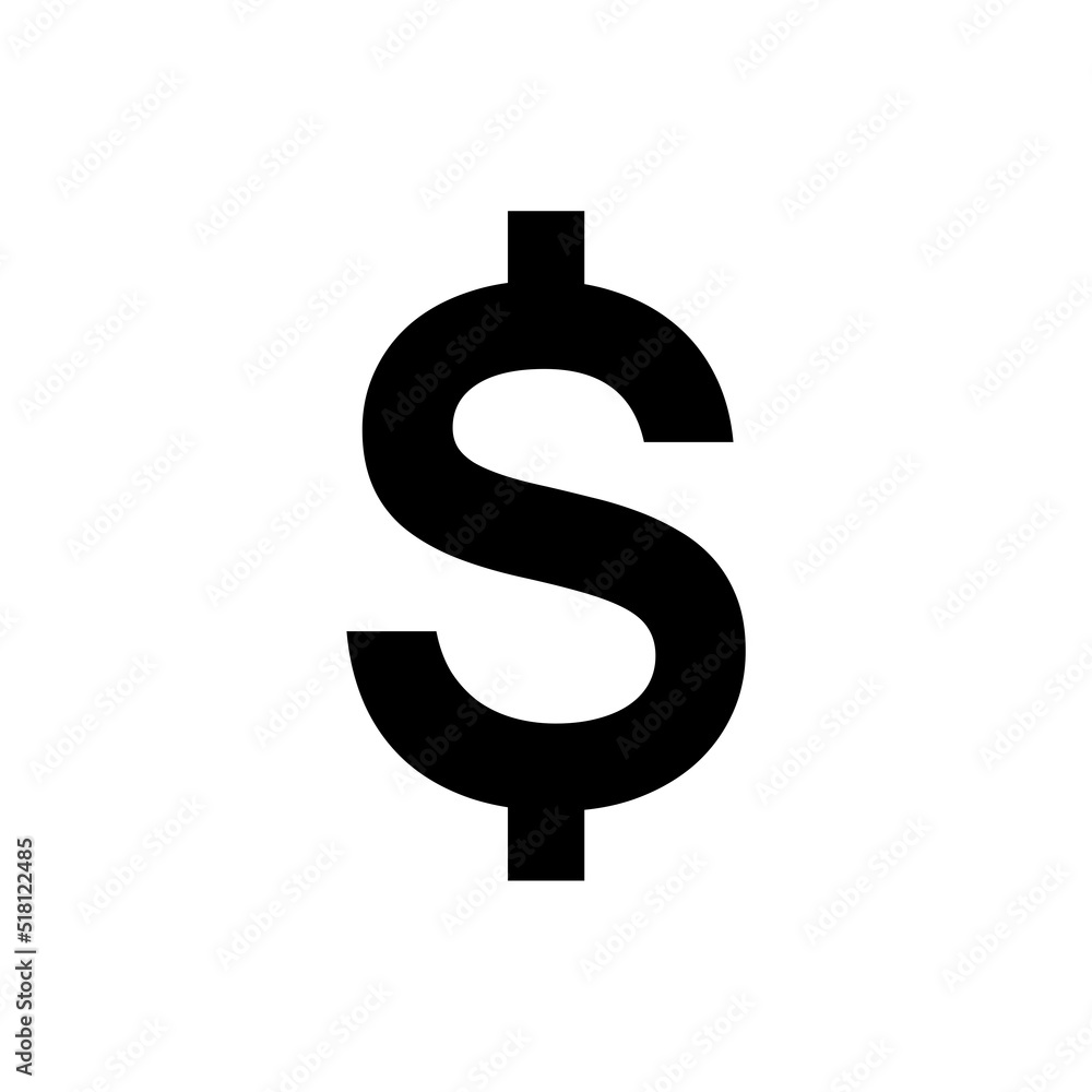 American dollar currency or dollar symbol flat icon isolated on white background American dollar currency or dollar symbol flat icon isolated on white background