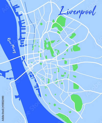 Liverpool Map Vector, Downtown Liverpool