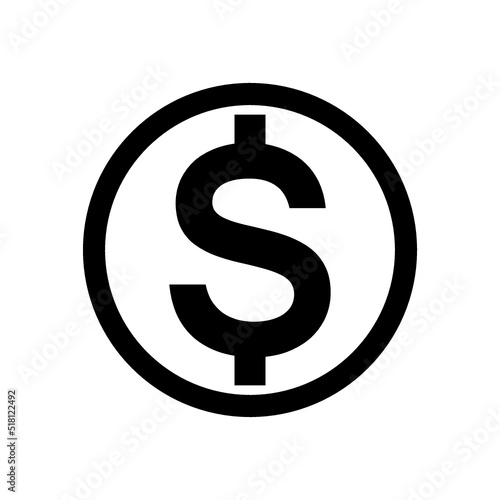 American dollar currency or dollar symbol flat icon isolated on white background