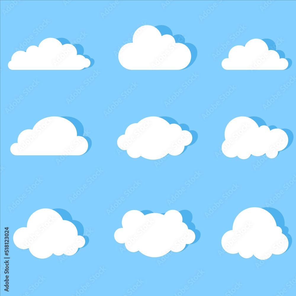 Set of Cartoon clouds on blue background Vector Illustration . Suitable for your wallpaper Set of Cartoon clouds on blue background Vector Illustration . Suitable for your wallpaper