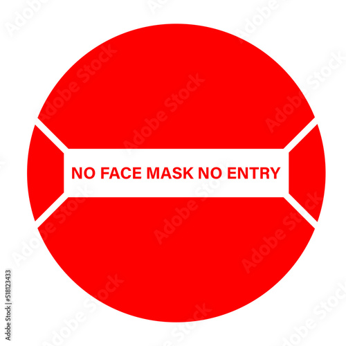 No Face Mask No Entry Minimalist Store Sign for Coronavirus Prevention Vector Illustration