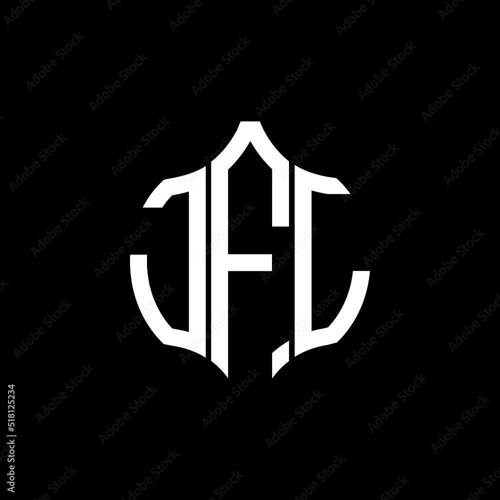 JFL letter logo. JFL best black background vector image. JFL Monogram logo design for