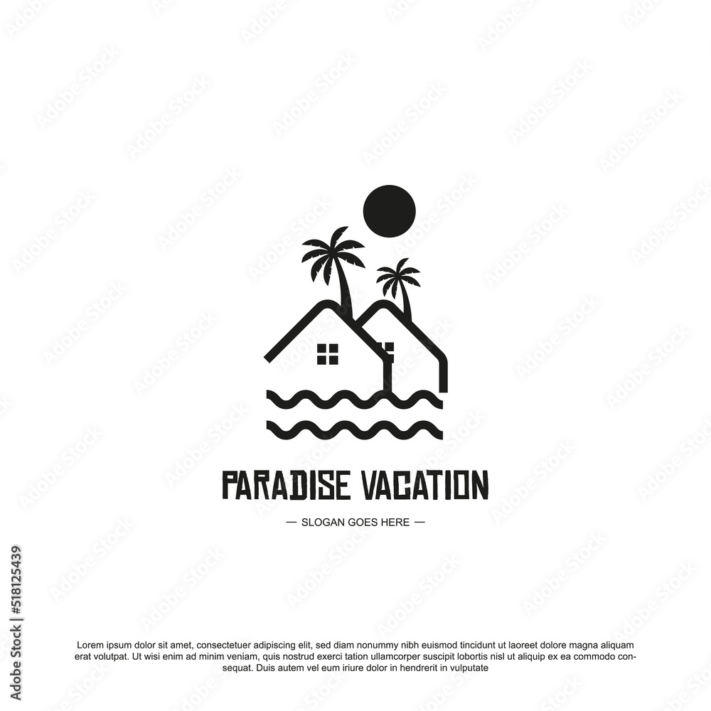 Vintage paradise logo vector illustration for your brand or business	