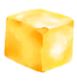 Yellow butter cube for spread watercolor painting