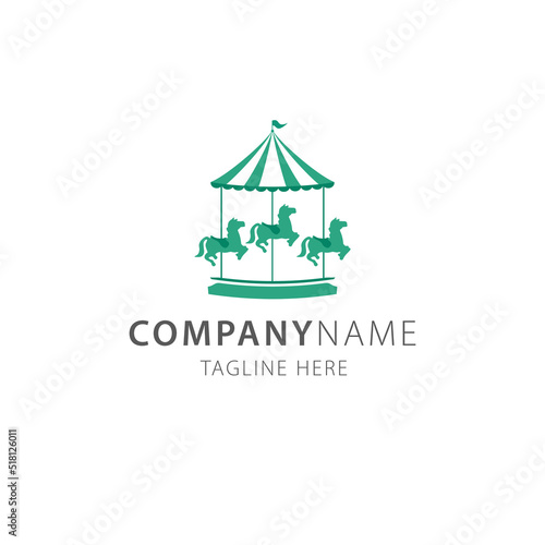 Carousel horse circus carnival logo vector illustration