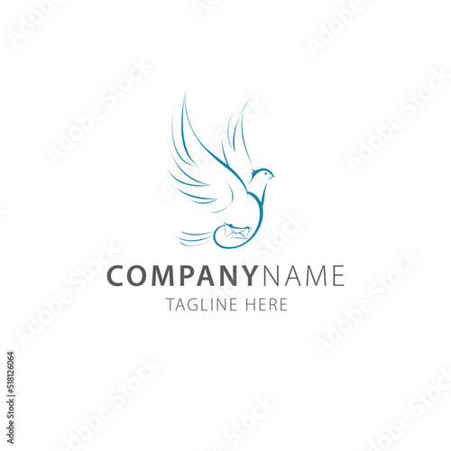 dove envelope messaging logo vector outline illustration