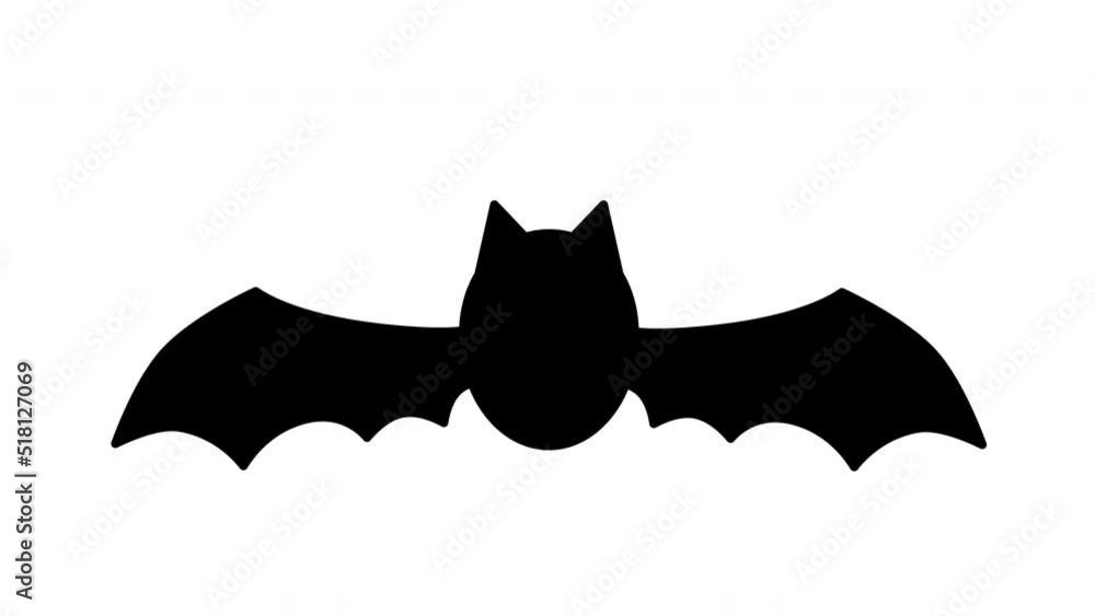 Loop animation of flapping bat silhouette on white background Loop animation of flapping bat silhouette on white background