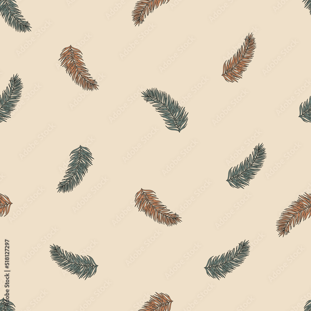 One line hand-drawn palm leaves. Minimalist boho style vector art. Botanic seamless vector pattern for any design purposes One line hand-drawn palm leaves. Minimalist boho style vector art. Botanic seamless vector pattern for any design purposes