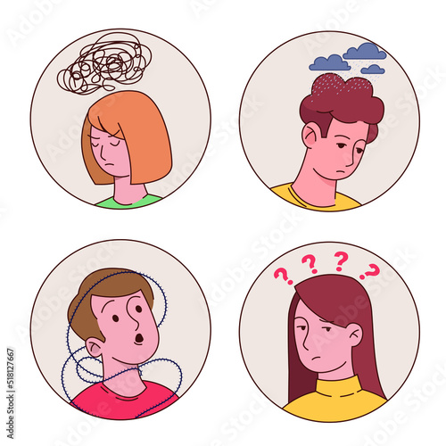 vector tag that show negative emotion such as anger, sadness, feat, confusion 