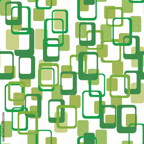 Green seamless pattern with geometric shapes. Vintage  retro style. Vector illustration