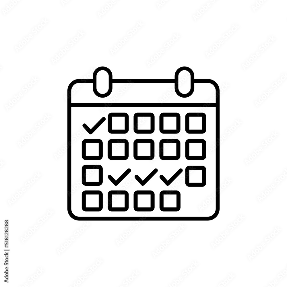 Calendar line icon. Simple outline style. Schedule, date, day, plan, symbol concept. Vector illustration isolated on white background. Calendar line icon. Simple outline style. Schedule, date, day, plan, symbol concept. Vector illustration isolated on white background.