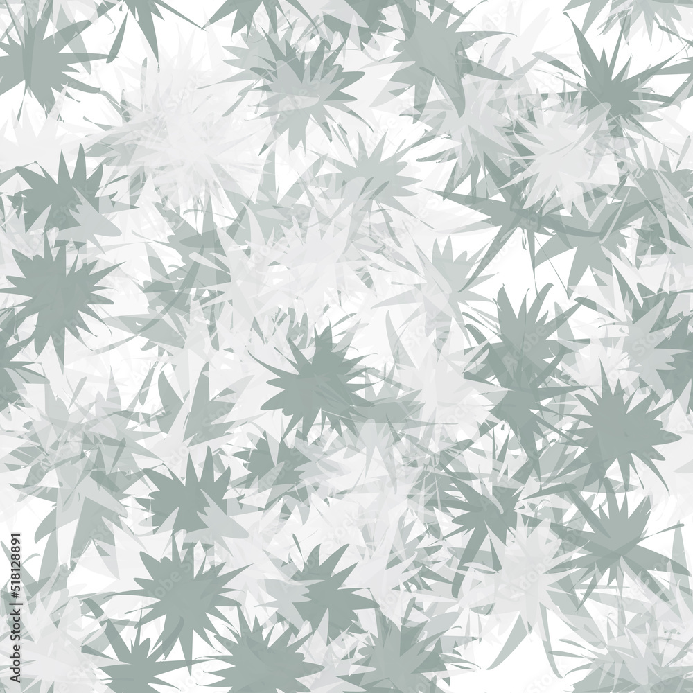 Seamless pattern with light green abstract leaves. Design foe fabric print. Vector illustration 