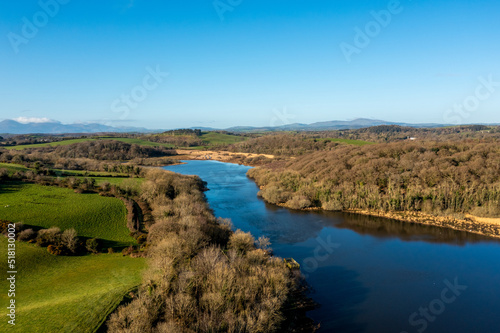 Aerial view of Spring quoile river, Downpatrick, Northern Ireland