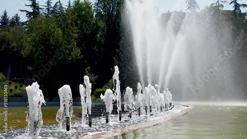 Splash of fountain in a urban park