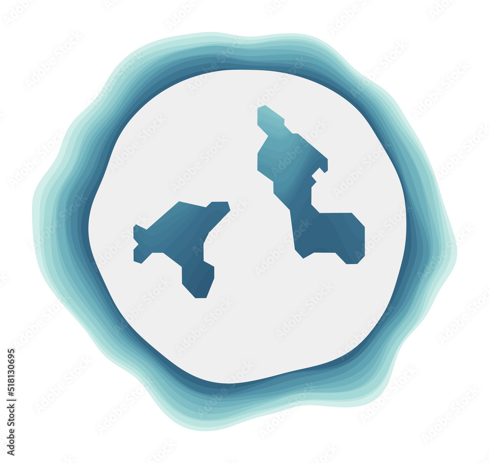 Cooper Island logo. Badge of the island. Layered circular sign around Cooper Island border shape. Beautiful vector illustration. Cooper Island logo. Badge of the island. Layered circular sign around Cooper Island border shape. Beautiful vector illustration.