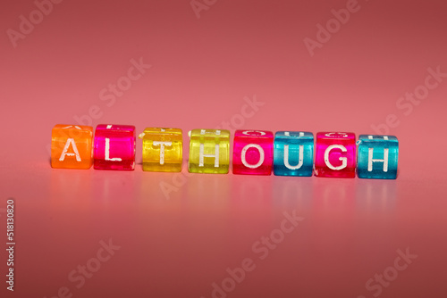 the word "although" made up of cubes