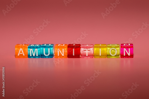 the word "amunition" made up of cubes