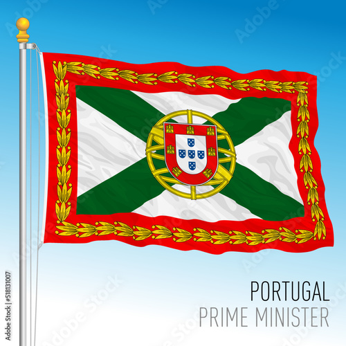 Portugal, Prime Minister flag, European Union, vector illustration