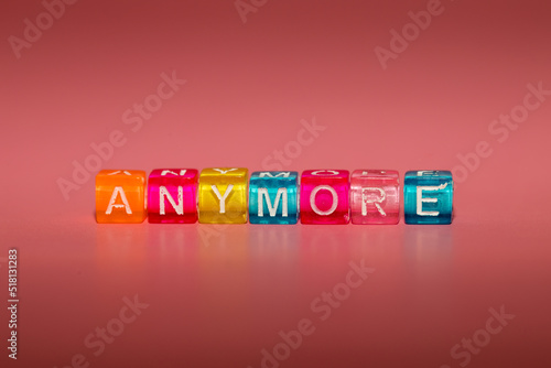 the word "anymore" made up of cubes