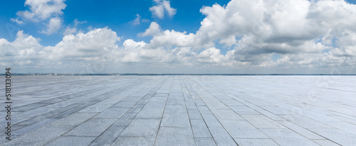 Empty square platform and sky cloud background photo