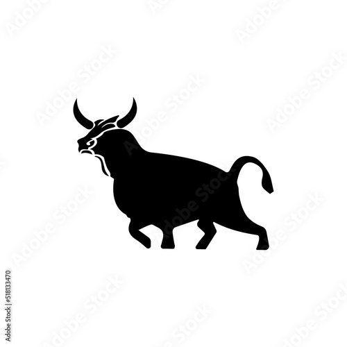 Black bull animal vector logo design 