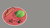 3d rendering of a red playground with soft surface, orthographic projection