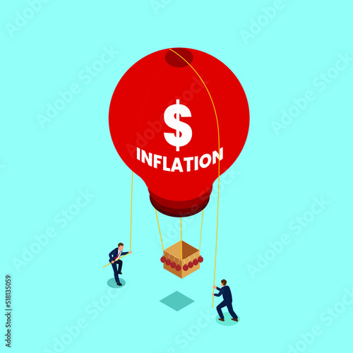 FED, Business people - Federal Reserve try to tame inflation down isometric 3d vector illustration concept for banner, website, illustration, landing page, flyer, etc. photo