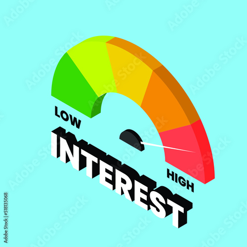 Interest rate measurement scale isometric 3d vector illustration concept for banner, website, illustration, landing page, flyer, etc.