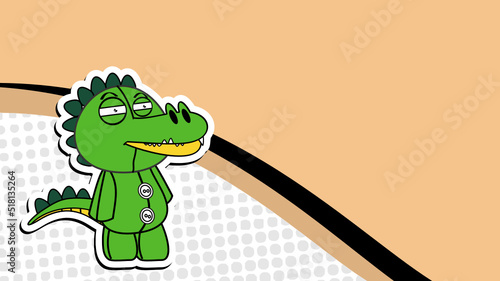 standing crocodile plush toy cartoon background in vector format