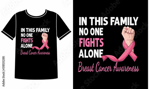 No one fight alone breast cancer t shirt design concept