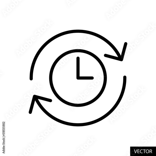 Under process, Processing time vector icon in line style design for website design, app, UI, isolated on white background. Editable stroke. Vector illustration.
