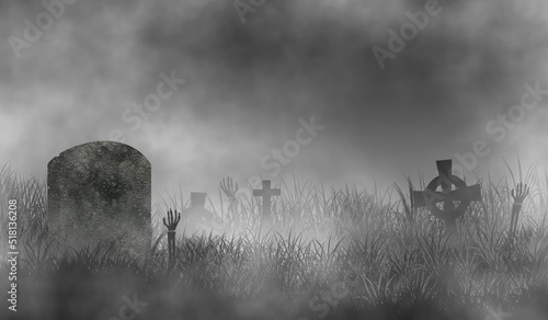 Wallpaper Mural Zombie hands over scary cemetery and smell of death all around Torontodigital.ca