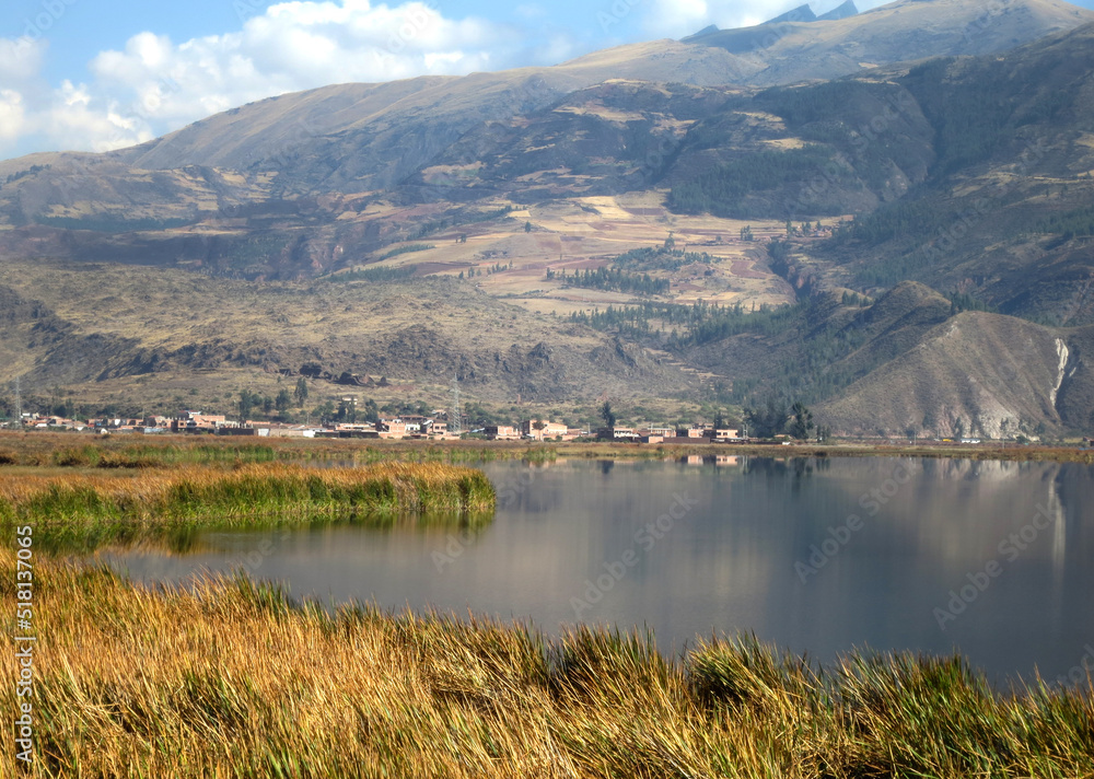 Huacarpay lake near Cusco in Peru.
