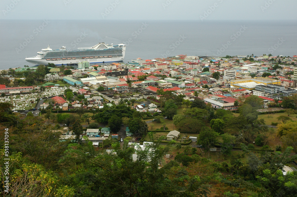 Cruise port in the city of Roseau Dominica in the Caribbean islands