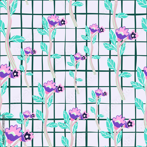 Abstract flower seamless pattern. Creative floral wallpaper. Naive art style.
