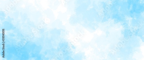 Blu abstract watercolor background with clouds.