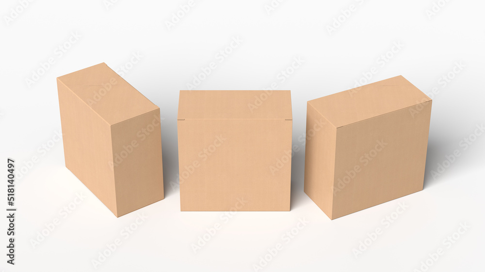 Three square boxes mock up. Cardboard gift boxes on white background. View above Three square boxes mock up. Cardboard gift boxes on white background. View above