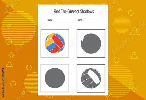 Find the correct shadow. Education developing worksheet. Matching game for kids.