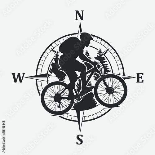 Mountain Bike Illustration Clip Art Design Shape. MTB Compass Silhouette Icon Vector.
