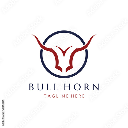 bull horn logo with template vector style.