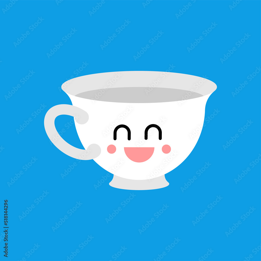 Cheerful cartoon cup. Joyful mug. Vector illustration Cheerful cartoon cup. Joyful mug. Vector illustration