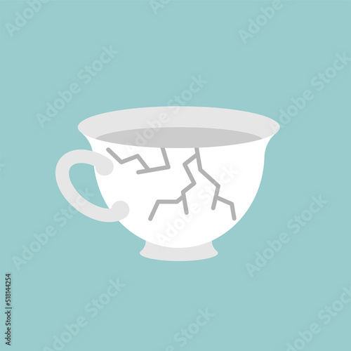 Broken cup isolated. Cracked mug. Vector illustration
