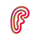 F letter with swirl candy. Vector candy and sugar font for bright logo, your application, sweet identity and more