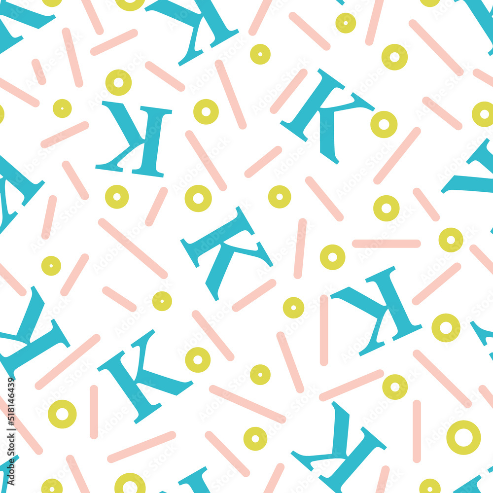 Alphabet K with Confetti Vector Seamless Pattern Alphabet K with Confetti Vector Seamless Pattern