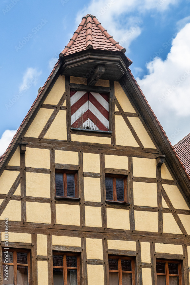 facade and detail of houses in the town of Rothenburg, Bavaria