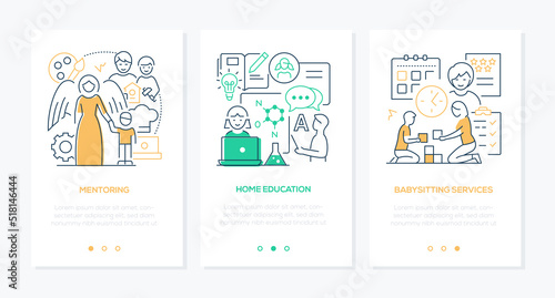 Education and mentoring - line design style banners set