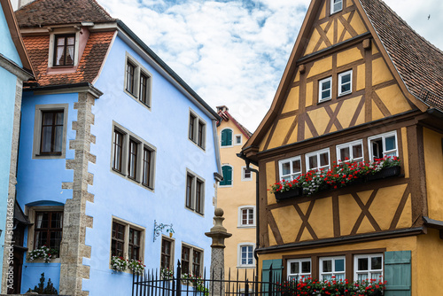 facade and detail of houses in the town of Rothenburg, Bavaria
