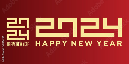 Happy New Year 2024 logo design. New year 2024 text design vector template.