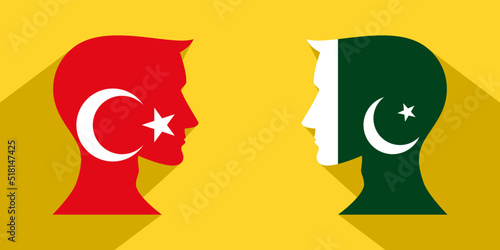 face to face concept. turkish vs pakistani. vector illustration
